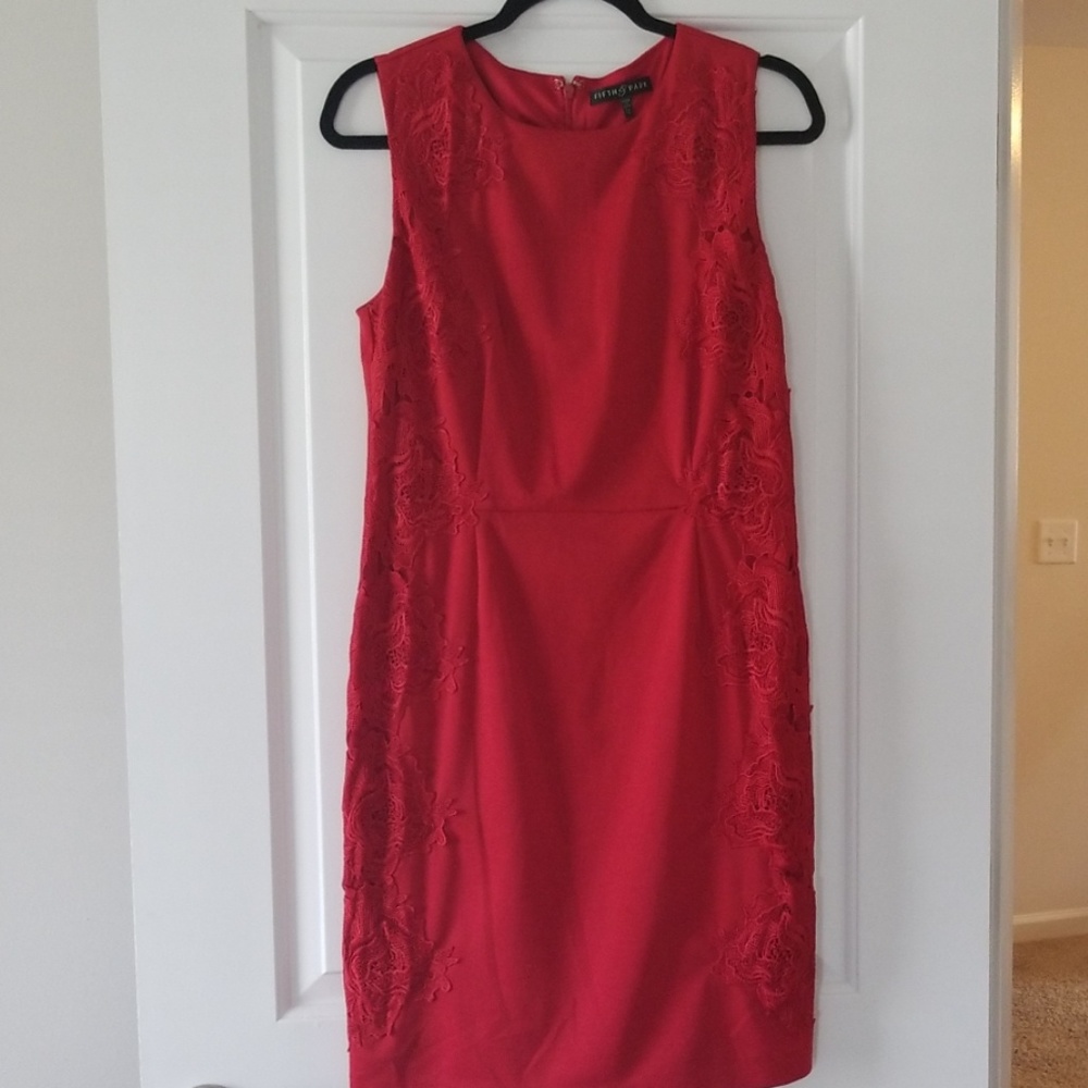 Red Dress with Lace Accents